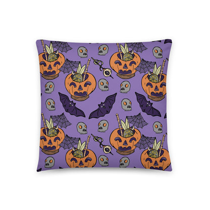 Pumpkin Cocktails, Bats and Skulls Home Décor Pillow