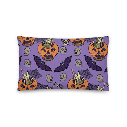 Pumpkin Cocktails, Bats and Skulls Home Décor Pillow