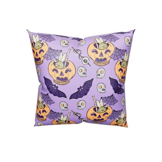 Pumpkin Cocktails, Bats and Skulls Home Décor Pillow