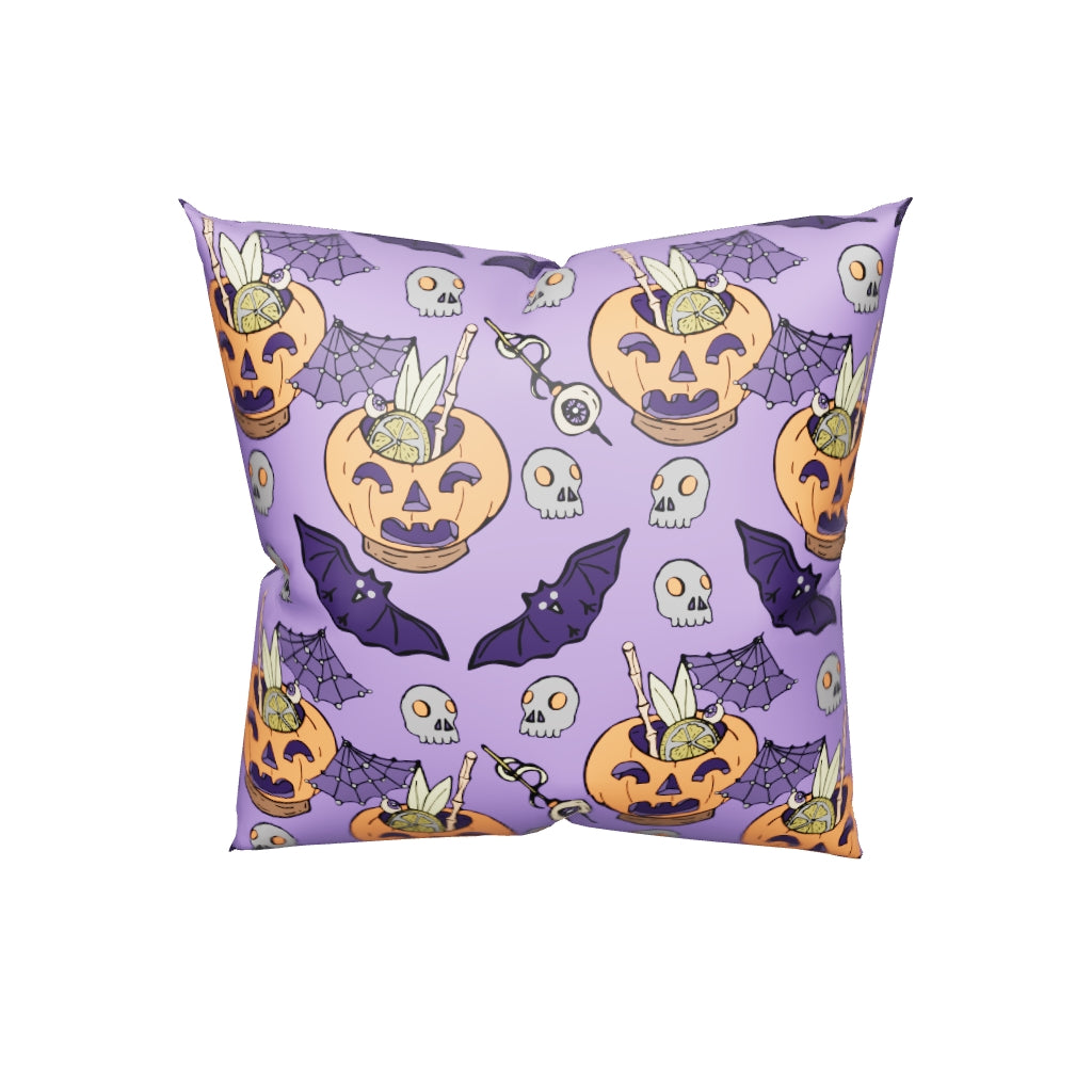 Pumpkin Cocktails, Bats and Skulls Home Décor Pillow
