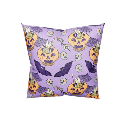 Pumpkin Cocktails, Bats and Skulls Home Décor Pillow