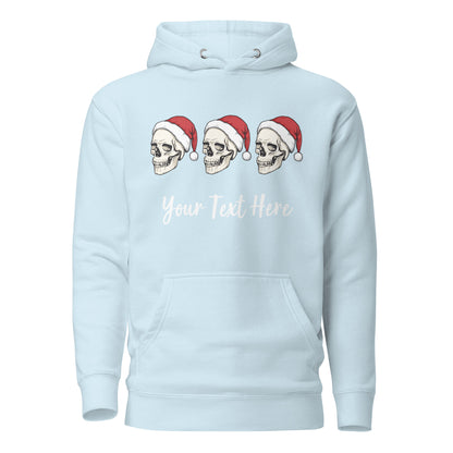 Christmas Skulls Personalized Text Unisex Adult Hoodie